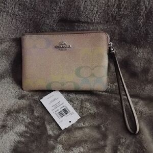 Coach Wristlet with Subtle Multicolor Design Rainbow Collection